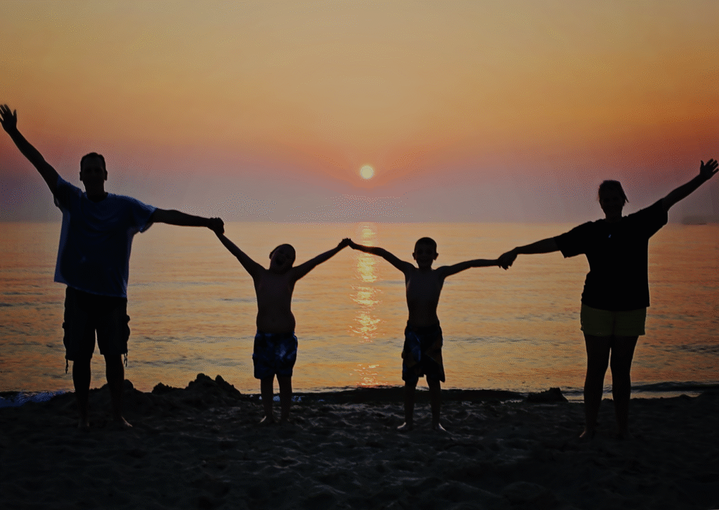 Current image: family in the beach