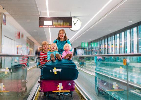 family in the airport