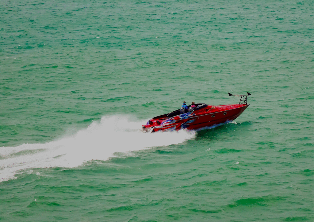Current image: Speedboat at caribbean sea