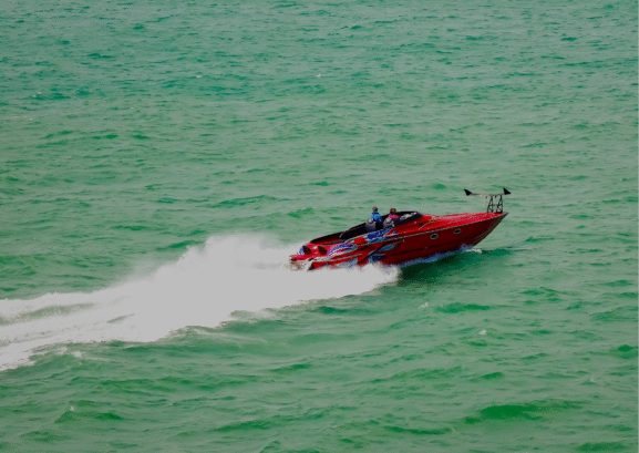 Speedboat at caribbean sea
