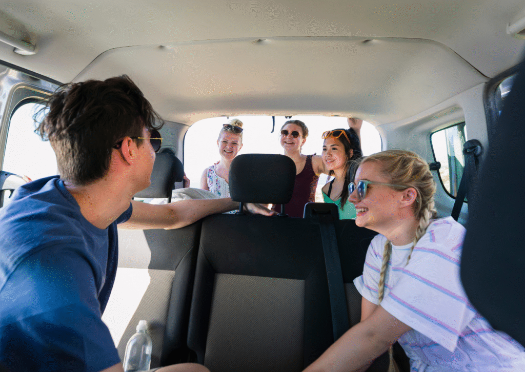 Current image: A family inside a minivan