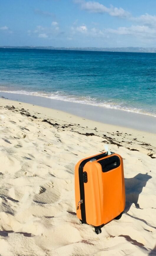 suitcase in the beach
